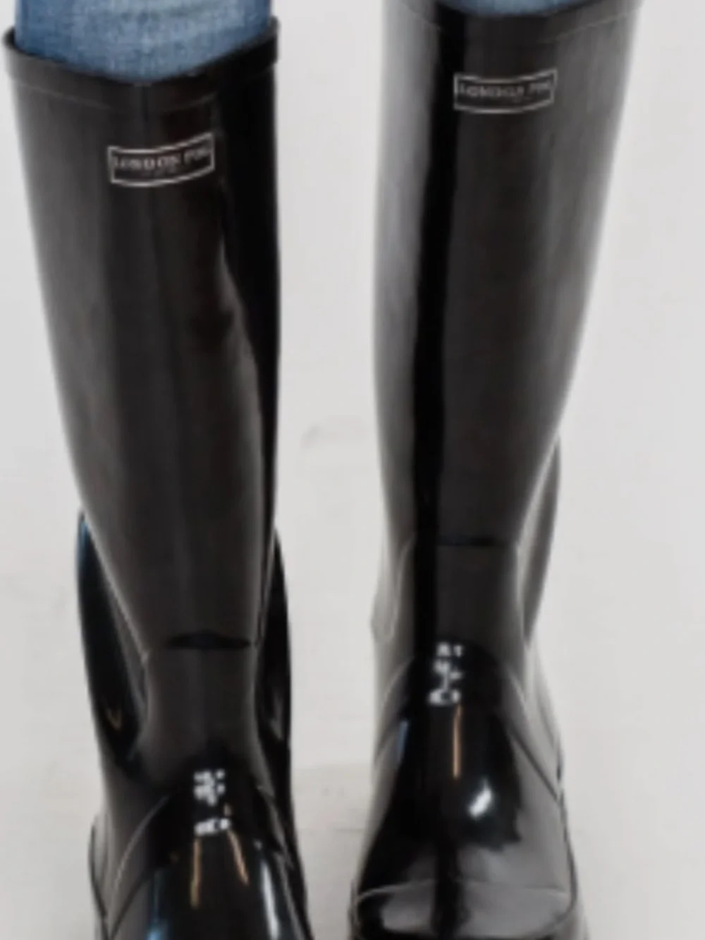 London Fog Black Tall Glossy Waterproof Rain Boots
